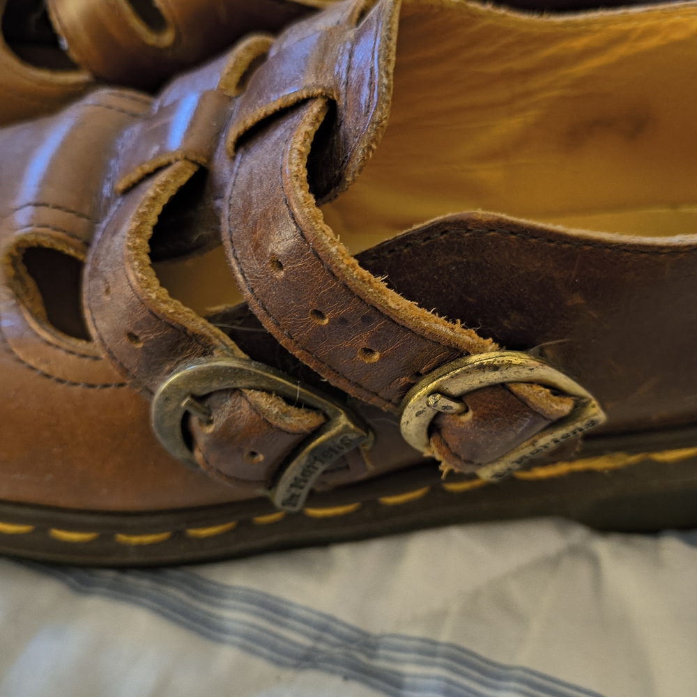 VTG 90's Doc Dr. Martens Made In England Double Strap Mary Janes US 7-7.5 - Picture 9 of 10